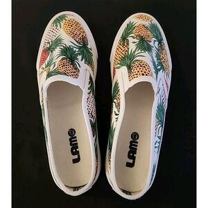 Lam Canvas Slip Ons. Memory Foam Insole - Pineapple‎ - Size 7.5 US